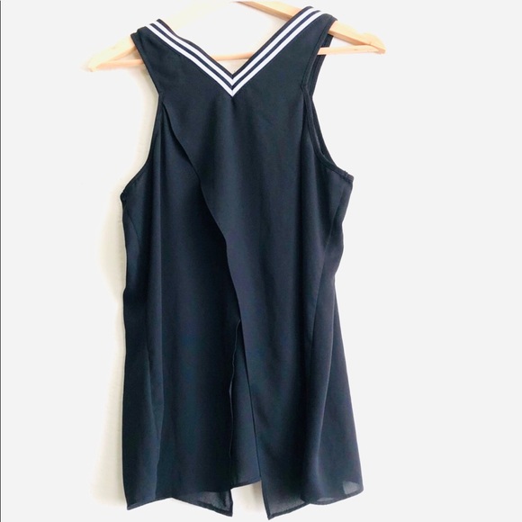 Express black sleeveless see through top with split back size Medium - Picture 2 of 7